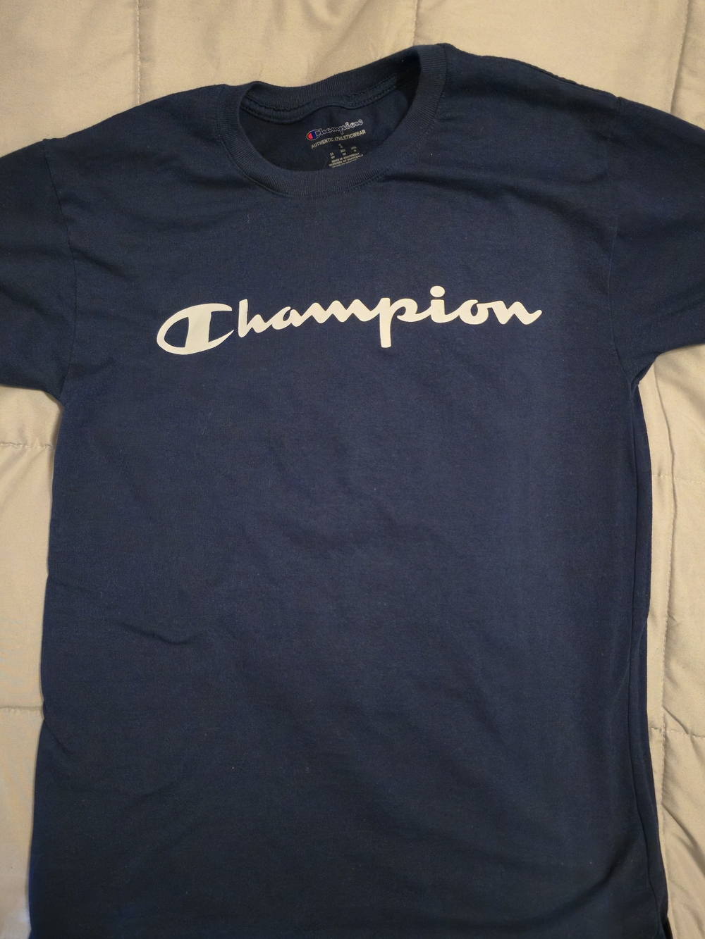 Champion Navy Short Sleeve Logo Tee - Small